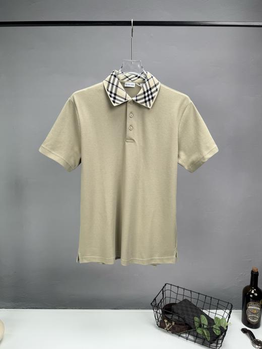 B家 格纹领/刺绣 丝光珠地棉 翻领短袖POLO衫 Z-15089 商品图3