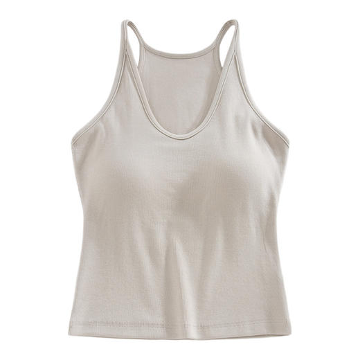 【女士棉质螺纹背心】棉质螺纹背心吊带胸垫女内搭外穿打底美背固定杯文胸 商品图1