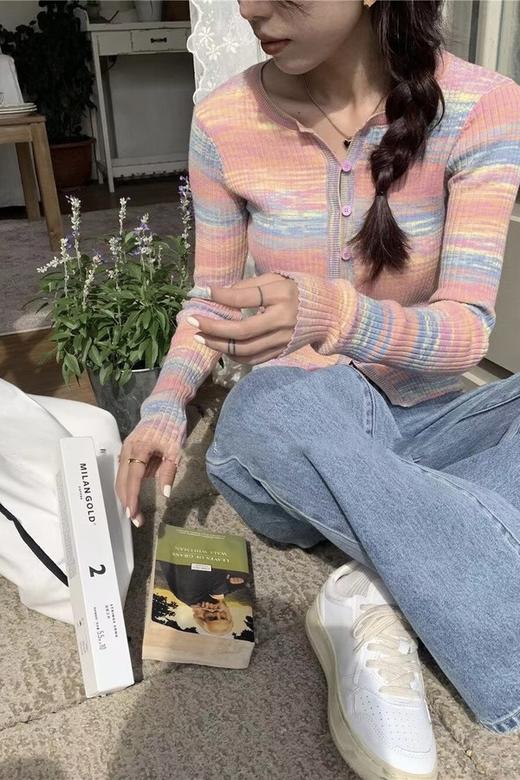 LNNNS 韩版温柔修身花纱针织上衣 17869 商品图0