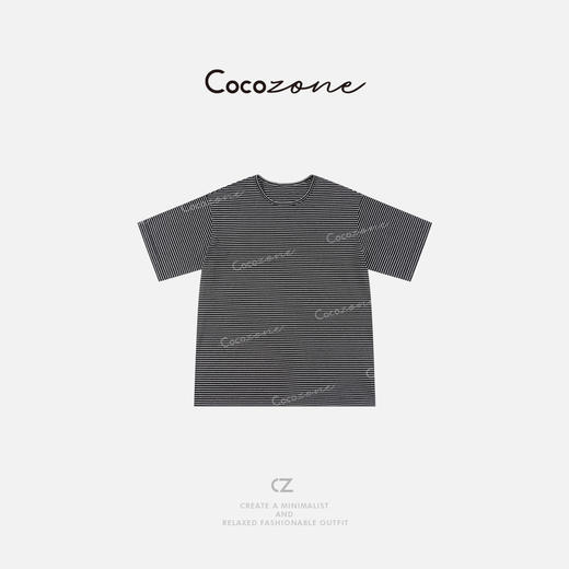 COCO ZONE 2025条纹撞色圆领休闲短袖T恤CD2A0444 商品图0