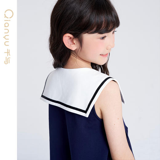 笛莎千与2025夏季新款女童*小千小与海边踏浪”海军领连衣裙 商品图2