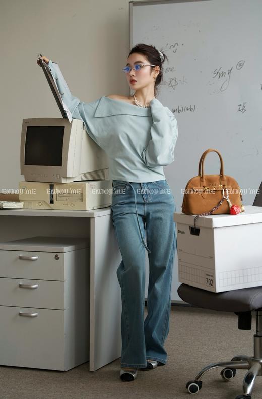 【门店同款】ENJOY春季“盐貌似糖”翻领斜肩小衫 161897568 商品图14