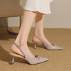 【预售5天】春夏季新款尖头高跟鞋女漆皮一字扣带凉鞋名媛气质单鞋ZF&25043 商品缩略图2