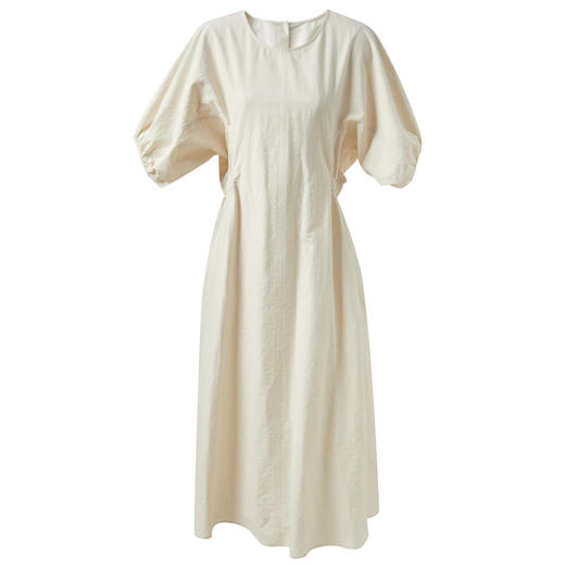 三彩2025夏季新款设计感连衣裙蝙蝠袖圆领收腰A字裙长裙M 商品图4