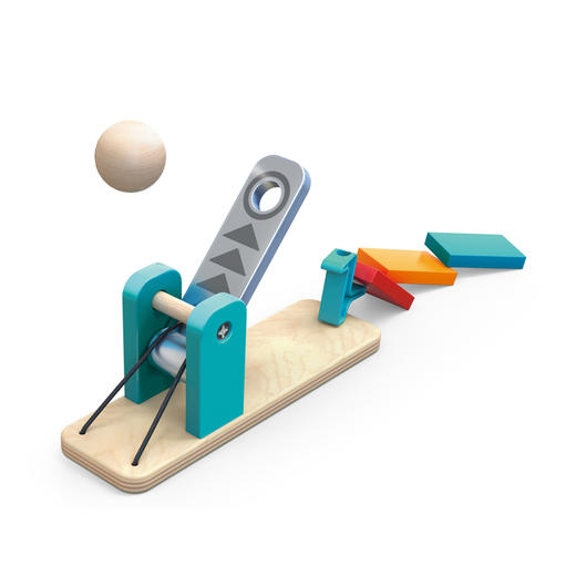 Hape多米诺骨牌玩具识字认知拼装积木1-3-6岁男女小孩儿童礼物早教 122粒 机械多米诺发射器套 E1057 商品图5