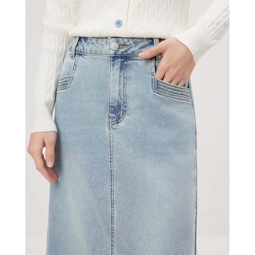 IEF/爱依服2025春季 韩系风通勤百搭磨边下摆设计牛仔长包裙N41274 商品图2