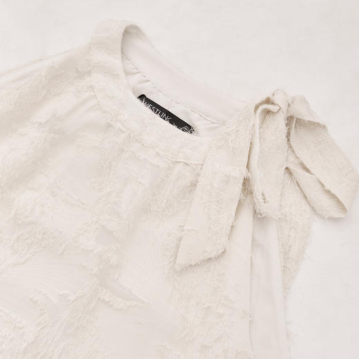 法式温柔立体流苏提花连衣裙女挂脖露肩系带A字长裙V0550202 商品图5