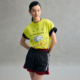 GOODBAI 23 logo编号印花撞色织带收腰薄款短裤