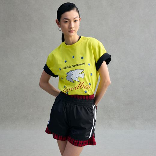 GOODBAI 23 logo编号印花撞色织带收腰薄款短裤 商品图0