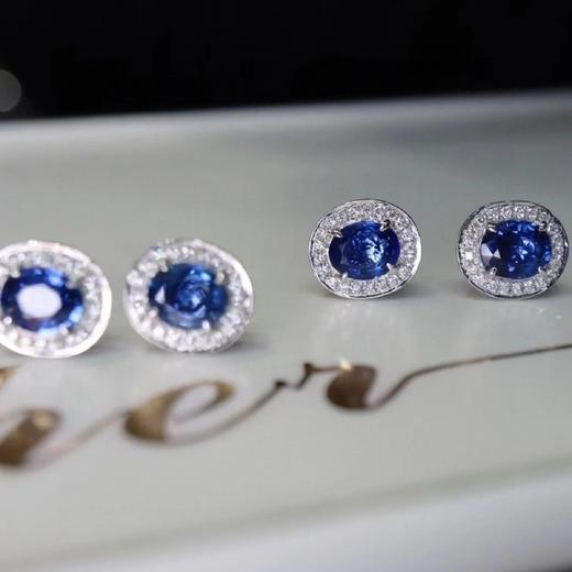 2ct刻面蓝宝石耳钉 商品图0