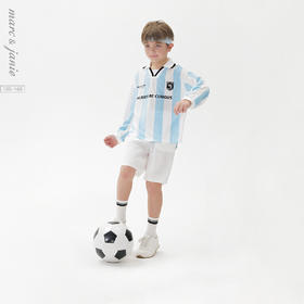 马克珍妮男童鸟眼速干条纹运动领T恤 儿童上衣2025春装新款250091