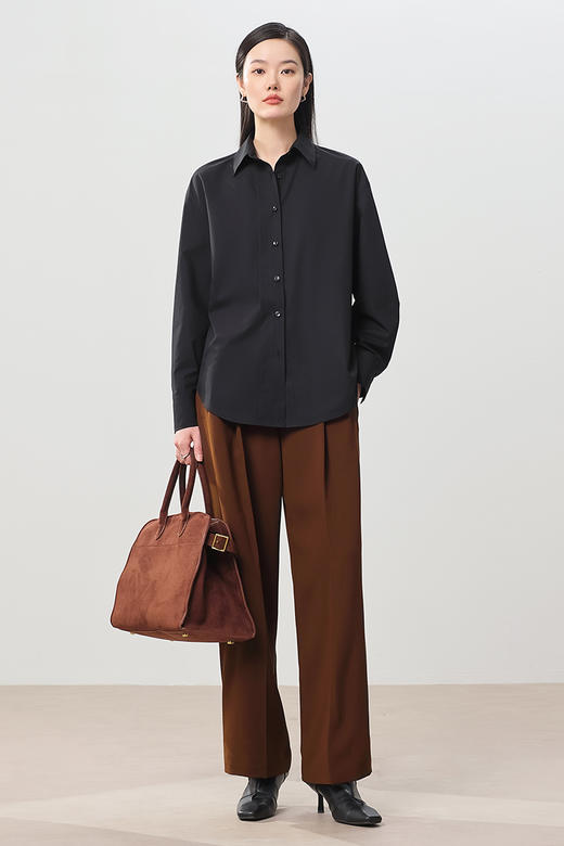 超模廓形免烫翻领衬衫 商品图1