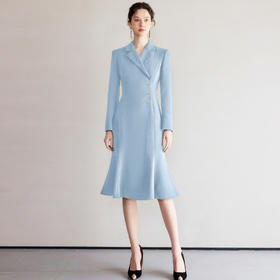 IWY/气质蓝色鱼尾包臀裙赫本风高级感新款女秋冬性感裙子西装裙子Q1250