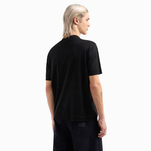 EMPORIO ARMANI 阿玛尼 男士刺绣徽标平纹莱赛尔混纺圆领短袖T恤 黑色 EM001033 AF10017 MC169 商品图2