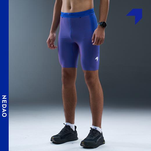 NEDAO内道新款越野马拉松跑步运动男款条纹收纳五分弹力紧身短裤 商品图3