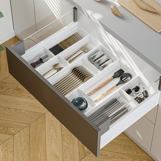 【象牙白8种规格可选】娜家厨房抽屉太空铝分隔盒 商品图0