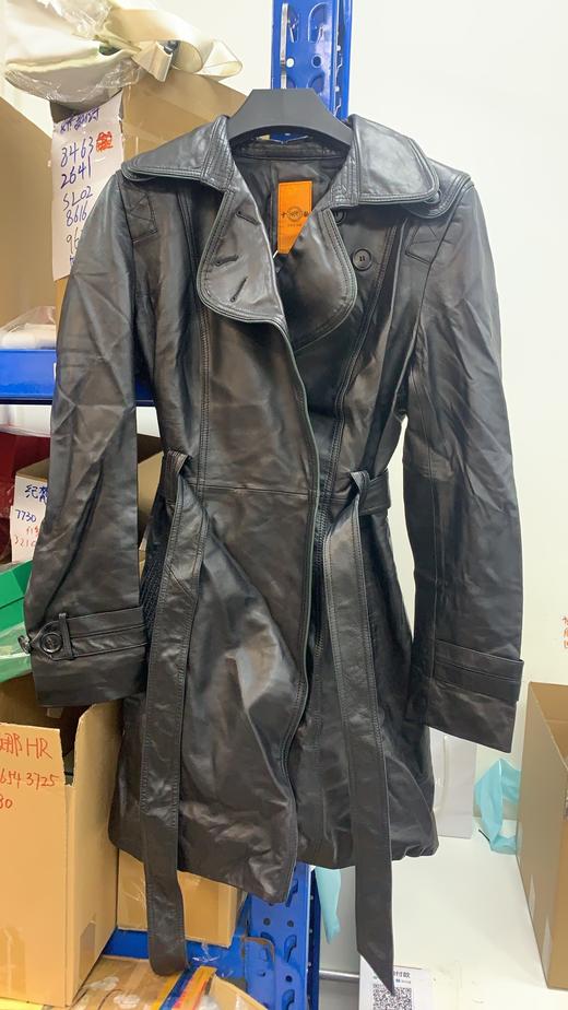 XB186712 雪豹   专柜同步翻领真皮皮衣女士中长款风衣外套165/88A 商品图0