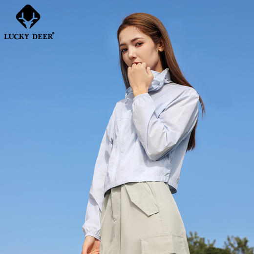 LUCKY DEER/幸运鹿女防泼水黑胶帽檐短款upf50+防晒衣 商品图8