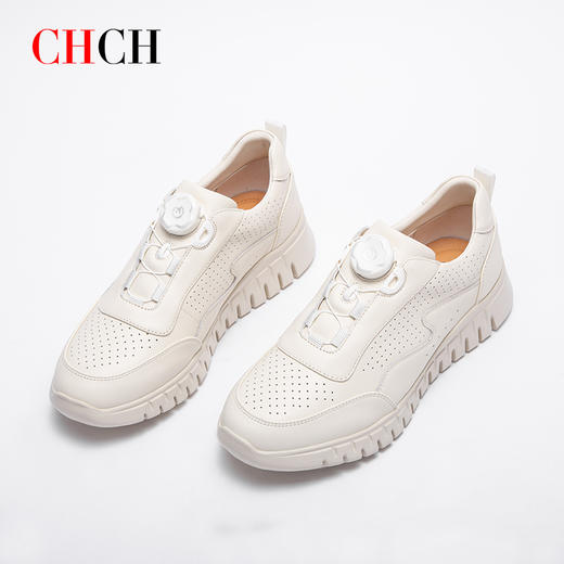 2025春夏CHCH平衡鞋新品牛皮松紧按钮超轻底女鞋深口圆头镂空休闲运动鞋CP1B5011 商品图2