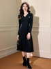 奢姿2024年秋装新款大码女装胸针装饰裙子胖妹妹气质V领连衣裙9933853106 商品缩略图3