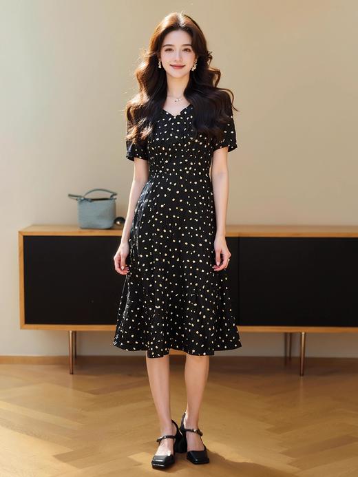 奢姿2025年夏装新款大码女装气质V领裙子胖妹妹印花时尚连衣裙9932866789 商品图1