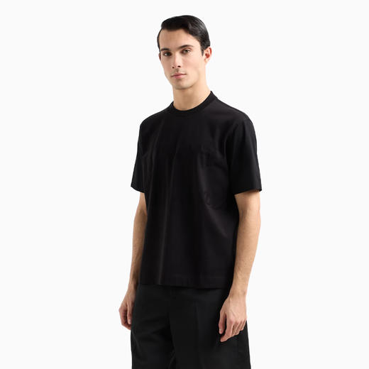EMPORIO ARMANI 阿玛尼 男士徽标提花棉质圆领短袖T恤 黑色 EM000943 AF10762 FC157 商品图1