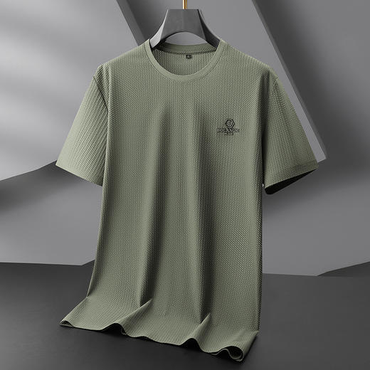 【冰丝】【DDP】大依优型大码短袖T恤休闲圆领冰丝透气男士加肥加大码运动半袖上衣胖子 商品图0