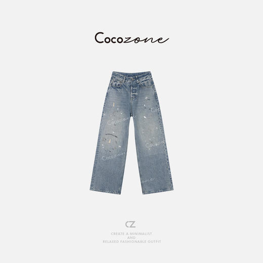COCO ZONE 2025美式复古水洗磨破直筒牛仔裤CD2A0606 商品图0