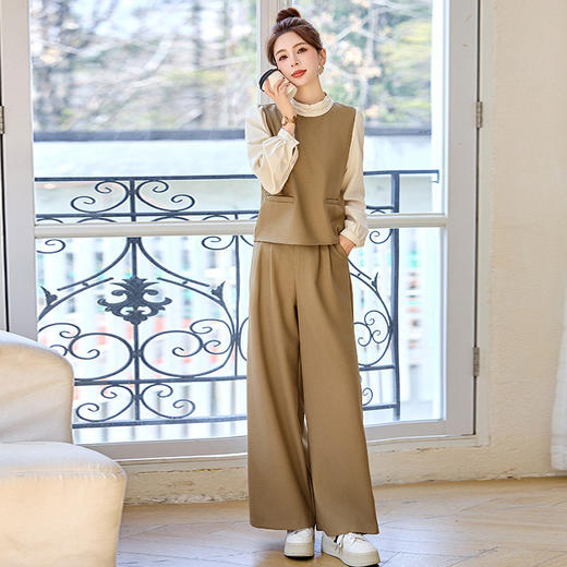 轻熟风职场通勤套装，时尚洋气小个子气质阔腿裤两件套HR-MEIQIN5525-1 商品图1