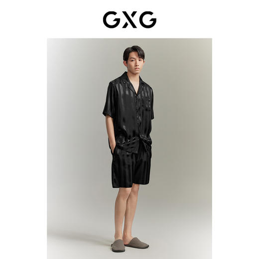 GXG男士家居服缎面冰丝顺滑睡衣男款短袖短裤套装  夏季热卖 商品图1