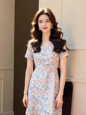 奢姿2025夏季新款大码女装肥mm洋气减龄裙子甜美气质显瘦连衣裙9912861160【1】