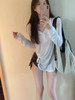 【夏季爆款遮阳防晒衫】V领垂坠感上衣 纯欲风辣妹百搭显瘦修身长袖T恤  商品缩略图1