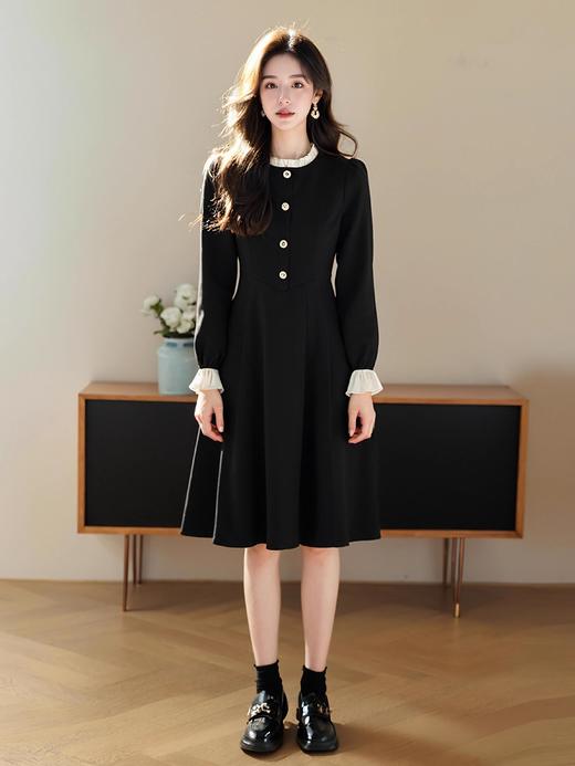 奢姿2025年春装新款大码女装雪纺喇叭袖连衣裙胖妹妹时尚裙子9931825283 商品图1