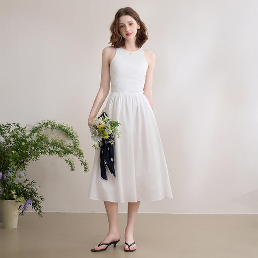 简约设计感柔软拼接针织背心裙女大裙摆连衣裙V0550200 商品图1