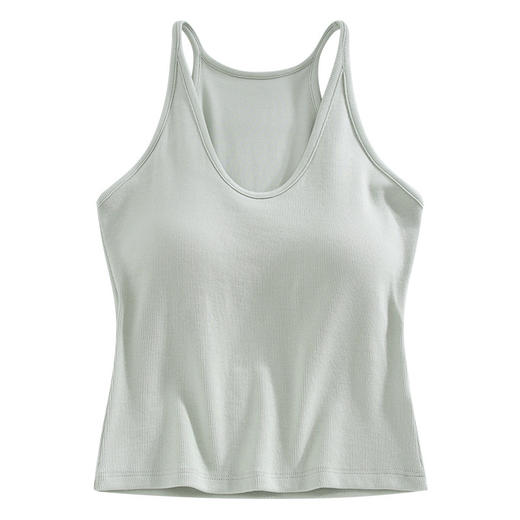 【女士棉质螺纹背心】棉质螺纹背心吊带胸垫女内搭外穿打底美背固定杯文胸 商品图2