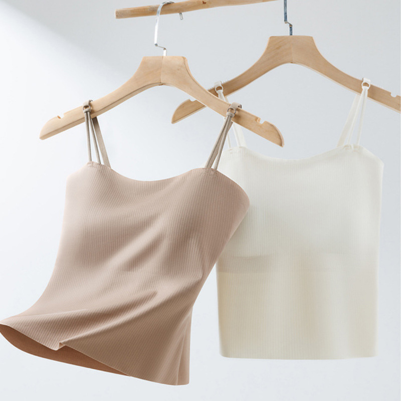 【暗纹冰丝美背吊带】暗纹冰丝美背吊带美背吊带背心带胸垫固定杯内搭抹胸