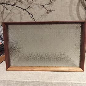 长方形带玻璃茶盘32*20*3cm