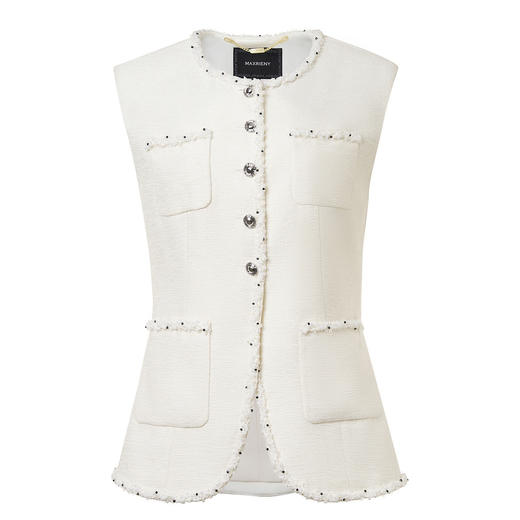 花纱肌理感率性亮片撞色花边织带马甲(货号:MC85VE008) 商品图1