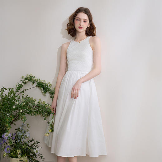 简约设计感柔软拼接针织背心裙女大裙摆连衣裙V0550200 商品图0