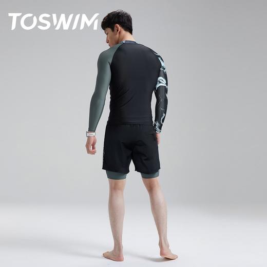TOSWIM大码长袖分体防晒男士男款夏季紧身平角潜水五分度假游泳裤 商品图2