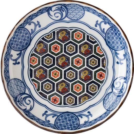 日本进口MARUSAN KONDO蓝染小纹盘子228375寸蓝色(龟甲) 商品图0