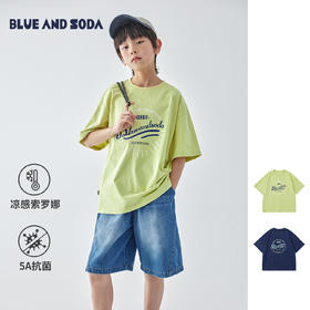 蓝汽水2025夏季趣味印花短袖T恤Sorona凉感抑菌舒爽亲子款上衣