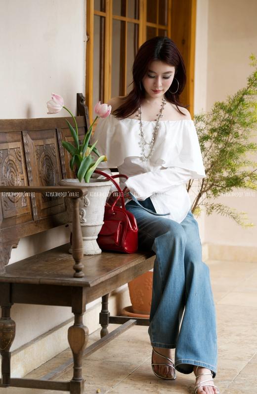 【门店同款】ENJOY春季绮梦繁花一字肩收腰上衣 161911201 商品图1