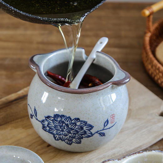 【复古猪油罐】家用猪油罐耐高温陶瓷盐罐调味罐厨房油泼辣子辣椒油调料罐 大糖罐 商品图2