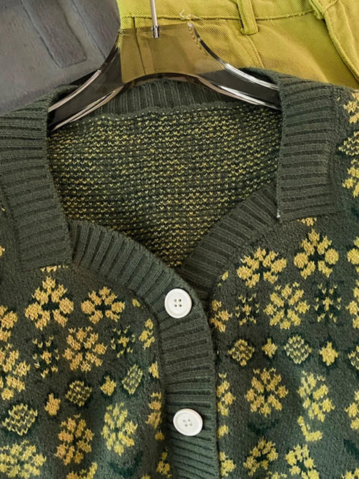 文艺复古绿开衫 商品图2