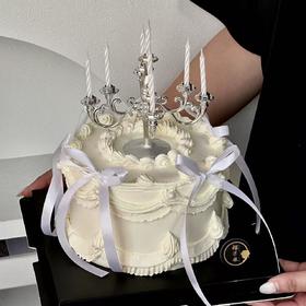 【白雪堡垒】纯白裱花复古生日蛋糕