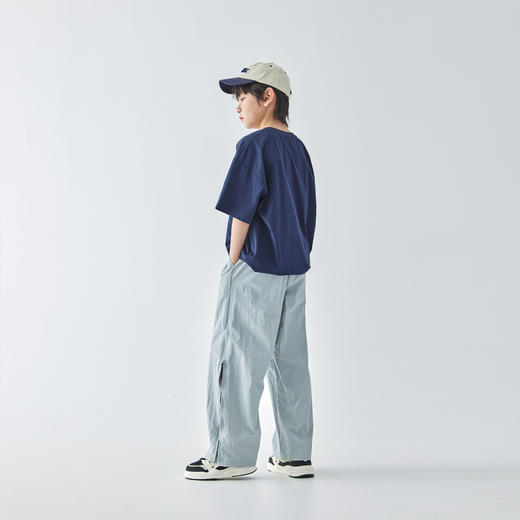 蓝汽水25春夏款侧缝可调节拉链设计拼接长裤轻透呼吸感宽松休闲裤 商品图4