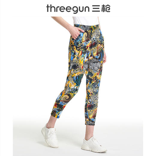 Threegun三枪 【垂棉】印花宽松女士长裤睡裤-60961B911 商品图2