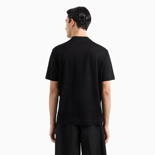 EMPORIO ARMANI 阿玛尼 男士徽标提花棉质圆领短袖T恤 黑色 EM000943 AF10762 FC157 商品图2