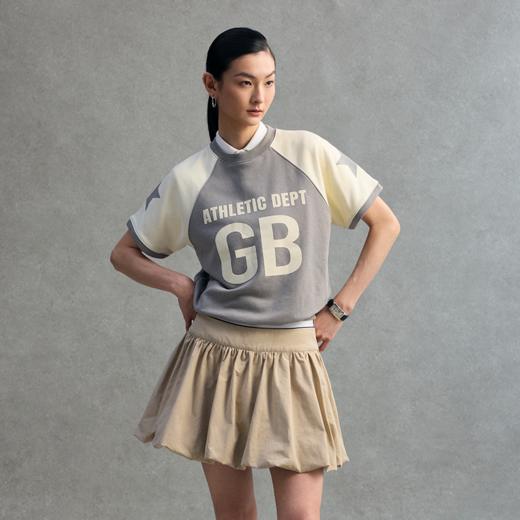 GOODBAI GB athletic logo印花撞色插肩袖圆领收腰短袖T恤 商品图0